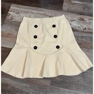 Maeve Button-Front Knit Mini Skirt in ivory size Small